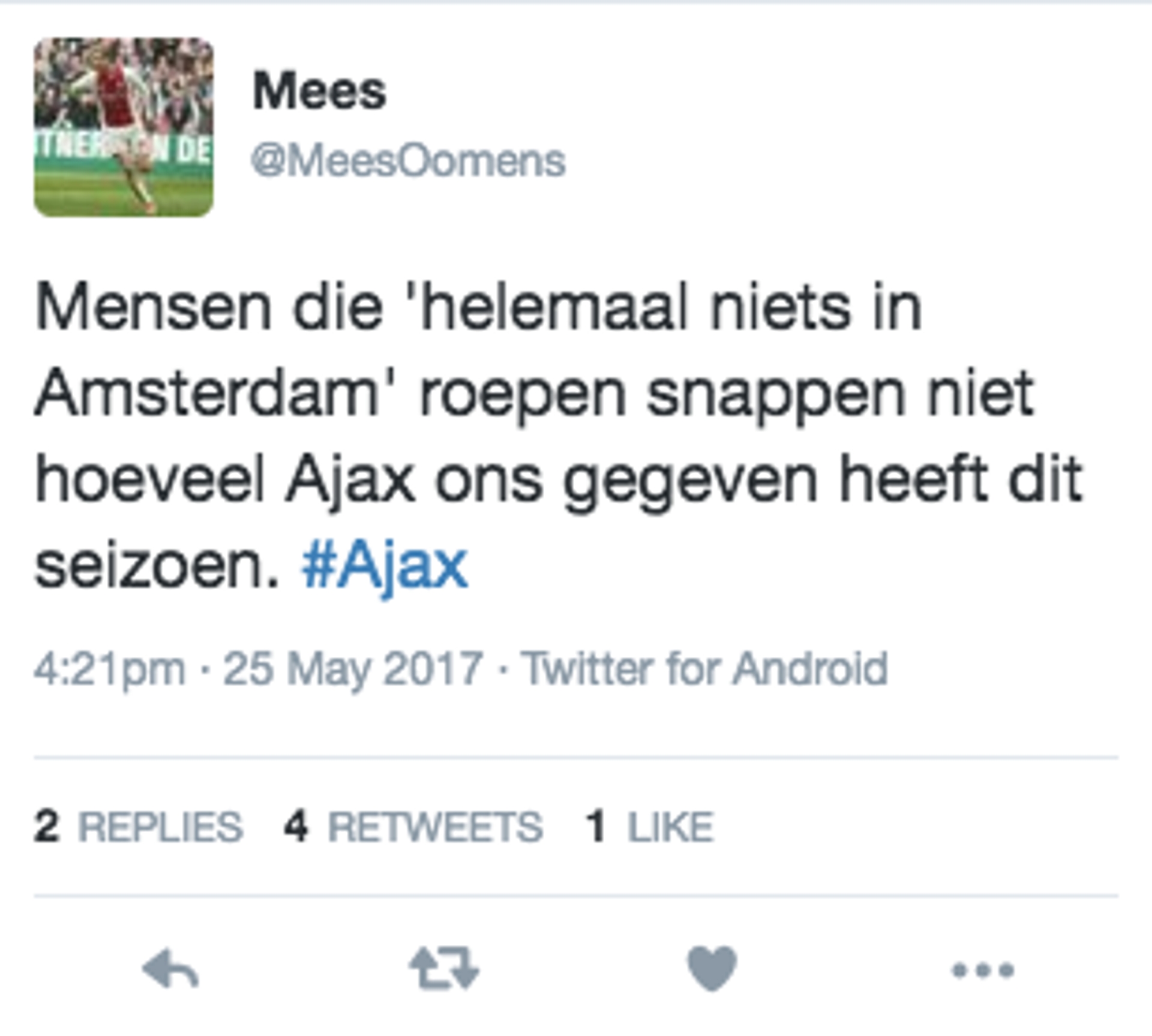 Reactie Ajaxfan op Rotterdamse haat
