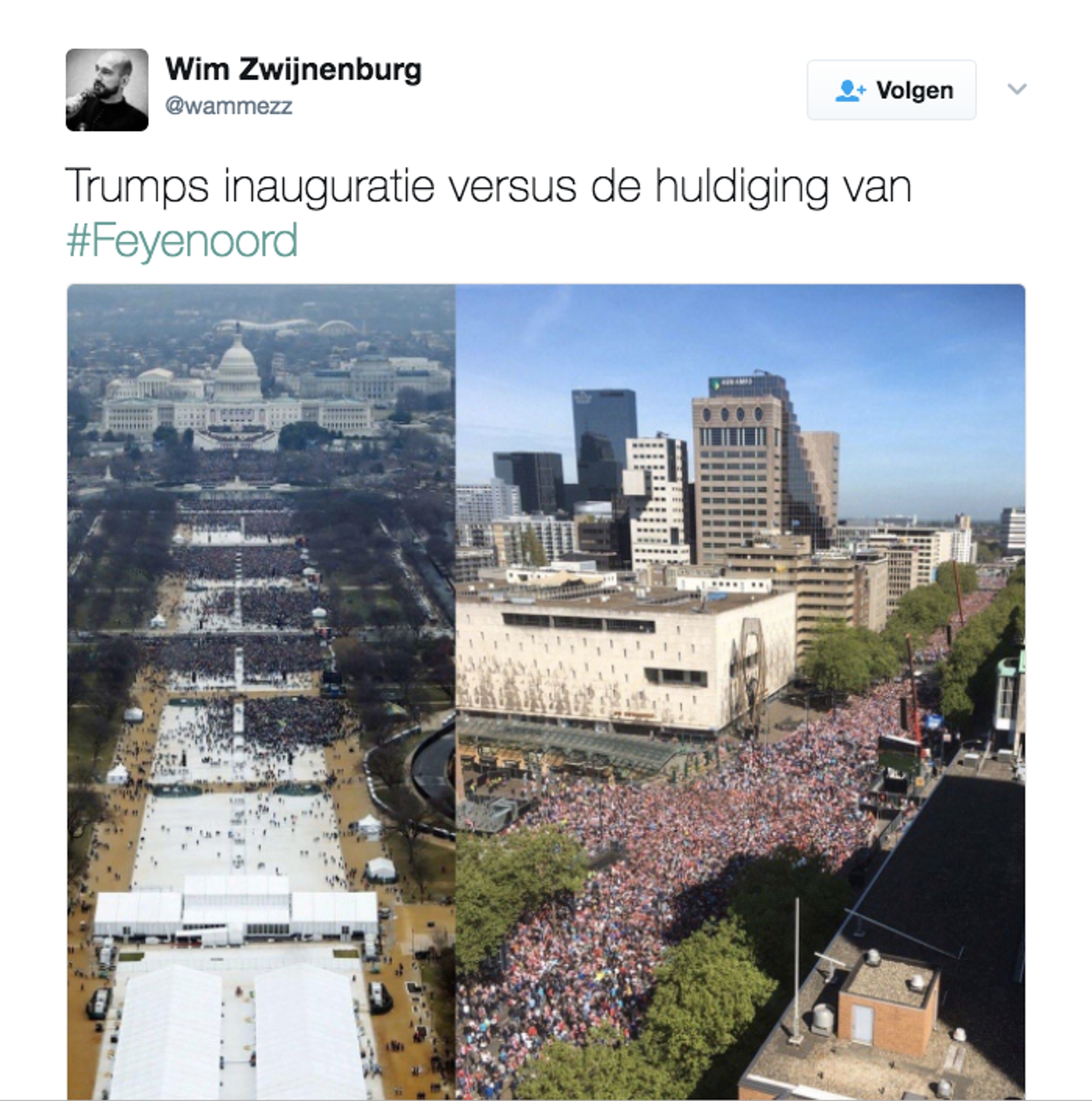 Trumps inauguratie vs. huldiging Feyenoord