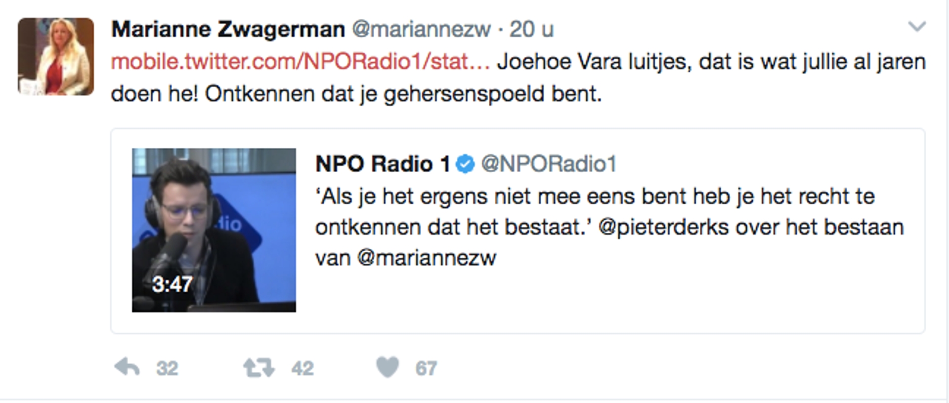 Tweet Zwagerman vs Derks