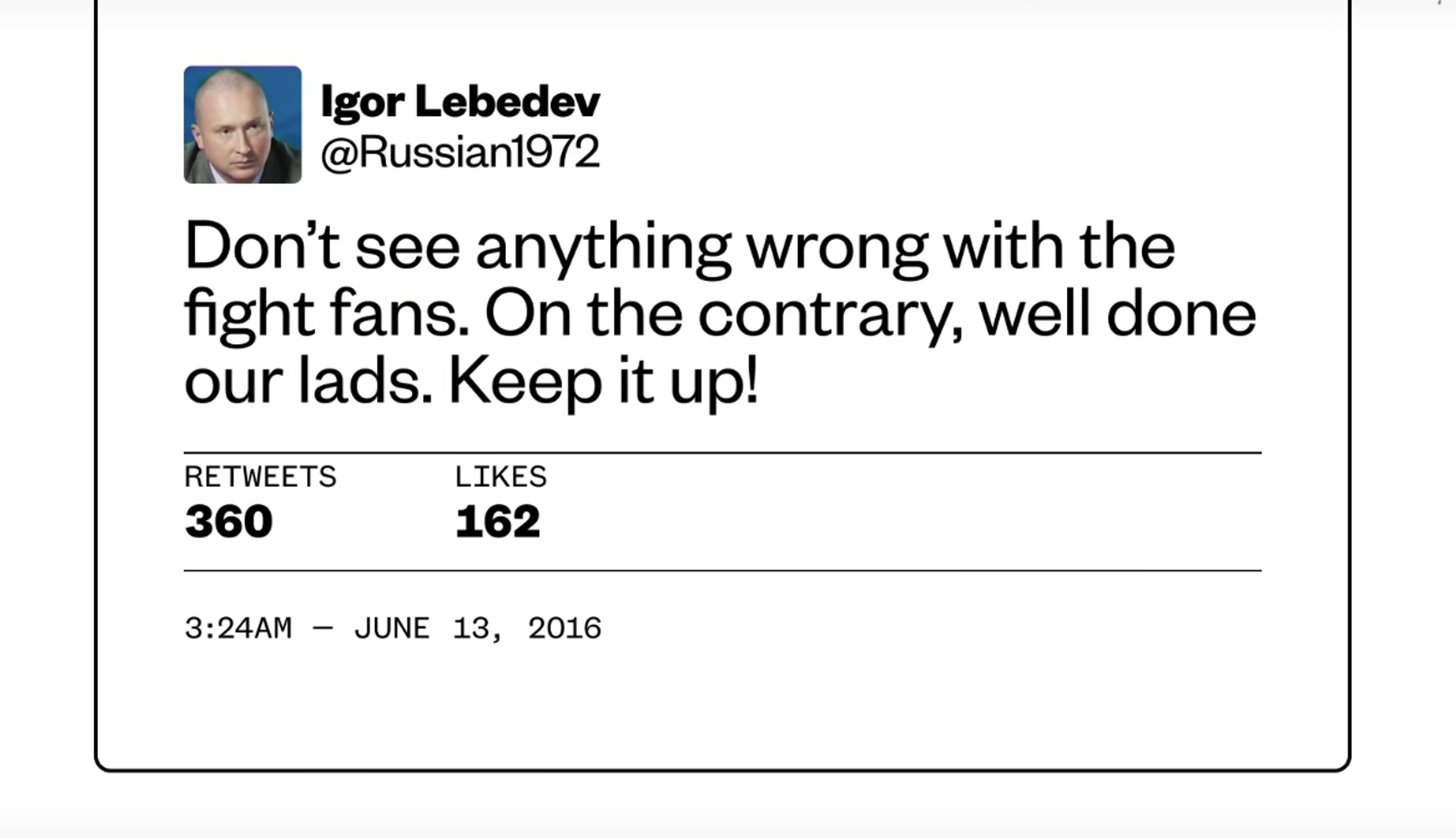 Igor Lebedev tweet